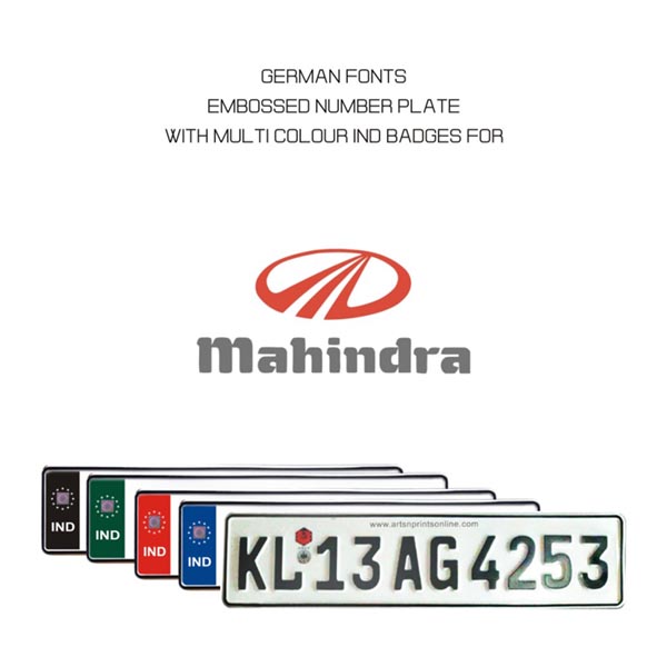 GERMAN FONT NUMBER PLATE FOR MAHINDRA JEEP CAR ONLINE IN INDIA MANUFACTURER